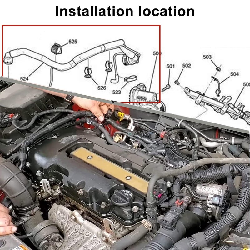 koxuyim 25193343 PCV Valve Tubing for Chevrolet Sonic Trax Cruze 2011-2020 Replace #55568267 Positive Crank Ventilation Valve Pipe Compatible with GM Cruze with Bypass Valve Tube - Image 3